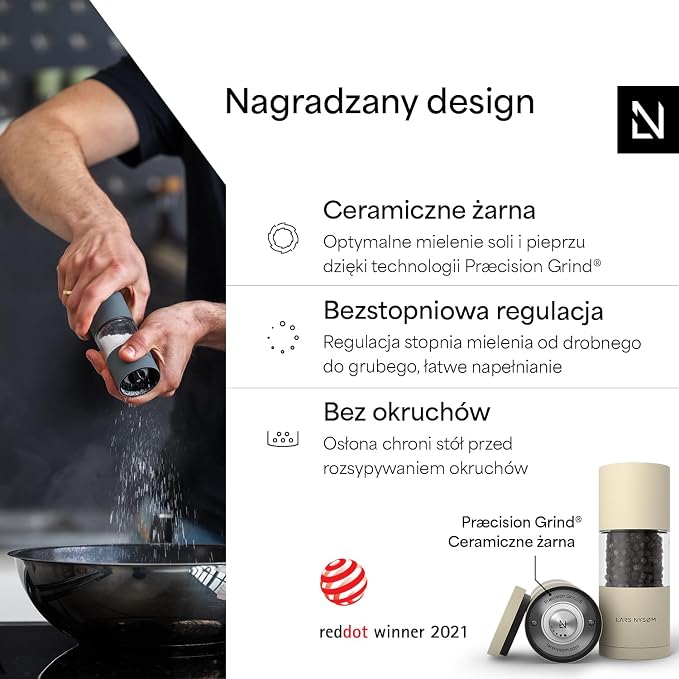 LARS NYSØM Zestaw młynków do soli I pieprzu ze stali nierdzewnej - obrazek 3