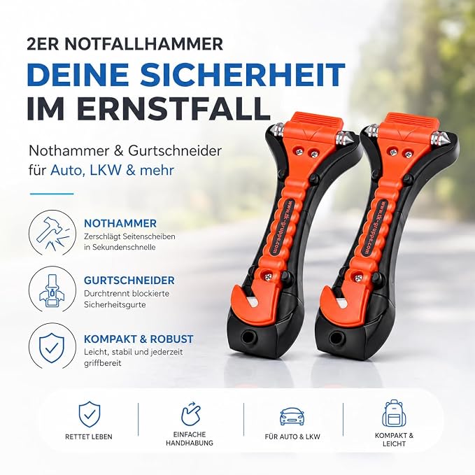 TK Gruppe Timo Klingle zestaw 2 x młotek bezpieczeństwa z nożem - obrazek 6