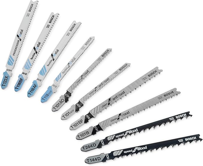 Bosch Professional Zestaw 10 brzeszczotów Basic (metal i drewno, akcesoria do wyrzynarki z uchwytem T)