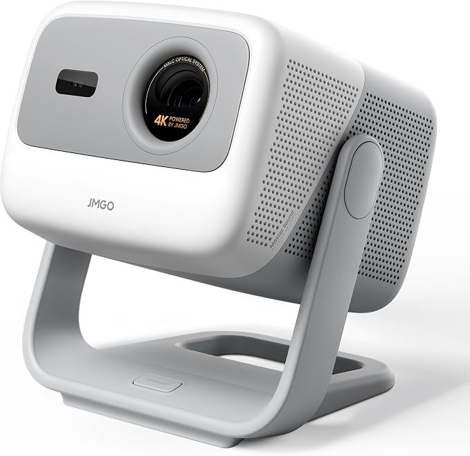 JMGO N1S 4K Mini Projektor, potrójny laser, 1700 lumenów ISO, szybki autofokus z gimbalem, Google TV, Netflix, 110% BT.2020, HDR10, 10W Dolby Audio, 3D Blu-ray, 200" na zewnątrz, do gier, na imprezy