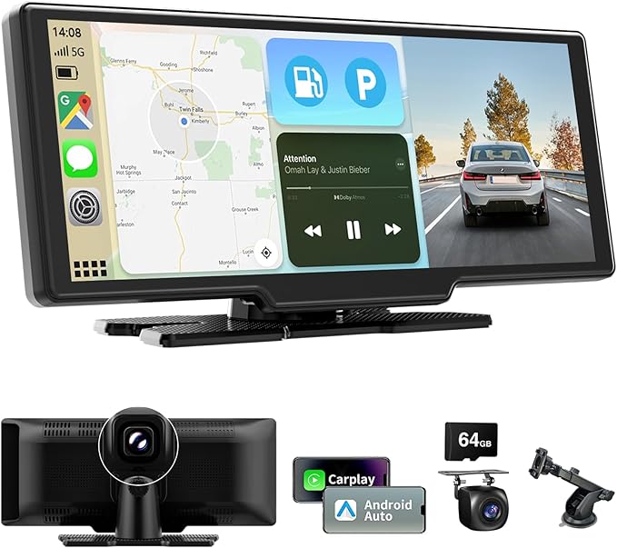 10 26 Calowy Przenośny Ekran z Bezprzewodowym CarPlay i Android Auto