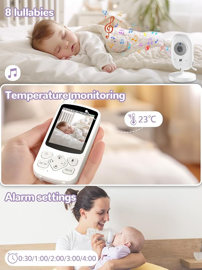 Babyfon z kamerą 2 8-calowy monitor dla niemowląt 720p Baby Phone - obrazek 5