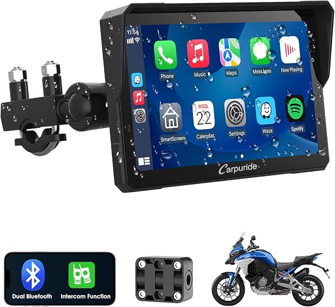 Carpuride W702 Pro motocyklowy ekran Carplay z funkcją interkomu
