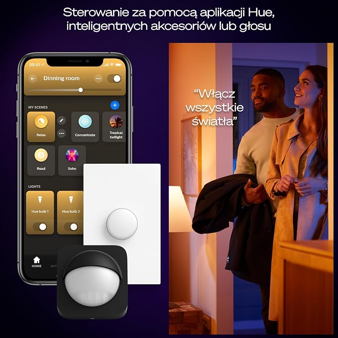 Inteligentny panel LED Philips Hue Devote, Białe i Kolorowe Światło (Ambiance), Okrągły 30 cm, 16.6 W, 2000 Lumenów, Biała Ramka do Wewnętrznego Oświetlenia Domu, Sufitu, Salonu, Kuchni, Przedpokoju. - obrazek 7