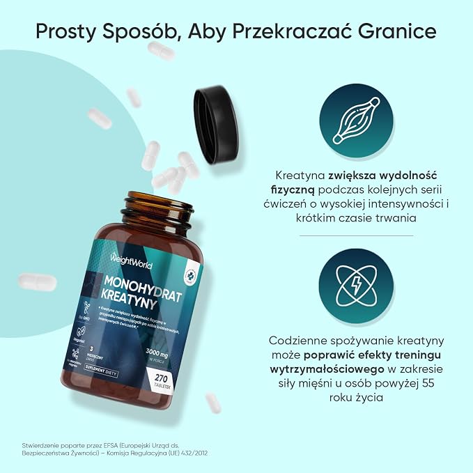 Monohydrat kreatyny 3000 mg 270 wegańskich tabletek kreatyny - obrazek 6