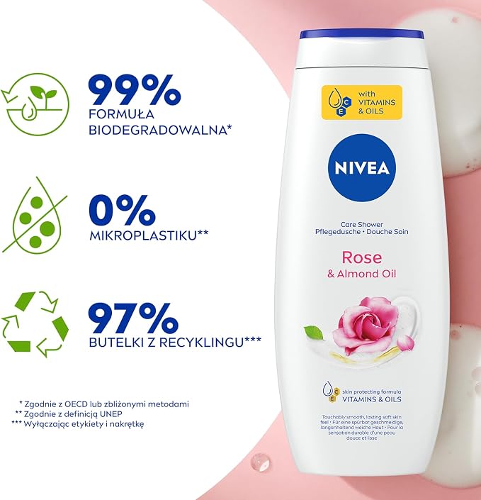 NIVEA Rose & Almond Oli Pielęgnujący żel pod prysznic do ciała - obrazek 7