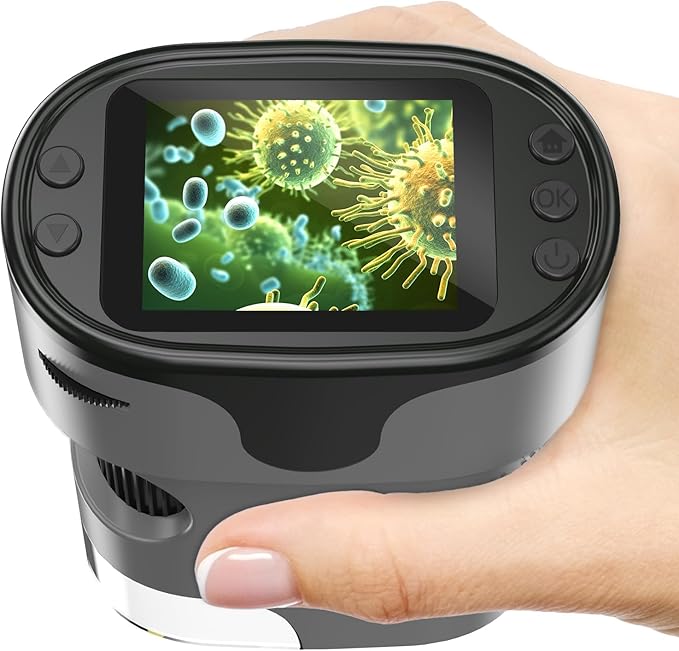 1000X przenośny mikroskop cyfrowy dla dzieci, ekran 4K o przekątnej 2,0", elektroniczny z zestawem szkiełek, minimikroskop kieszonkowy, prezent edukacyjny, dla 4-12 lat