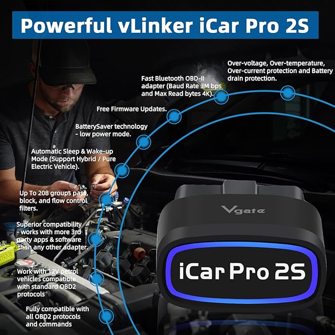 Vgate iCar Pro 2S Adapter OBD2 Bluetooth Czytnik kodów pojazdu - obrazek 7