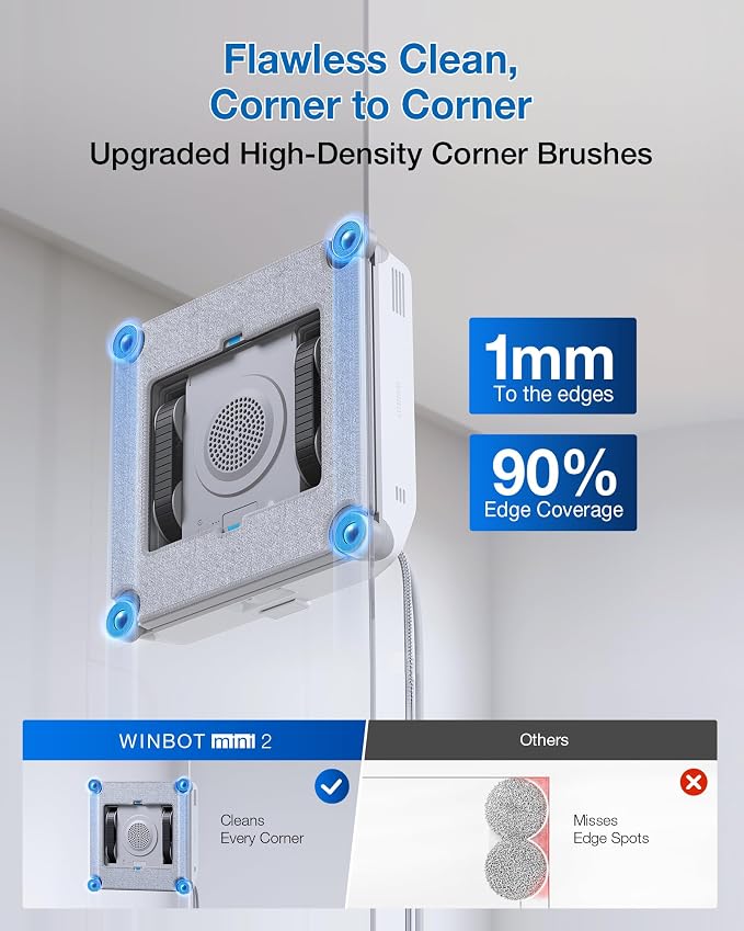 ECOVACS WINBOT Mini 2 robot do mycia okien ze szczotkami narożnymi - obrazek 4