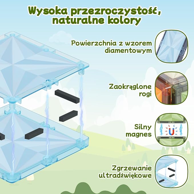 100 Klocków Magnetycznych zestaw magnetycznych klocków budowlanych - obrazek 5