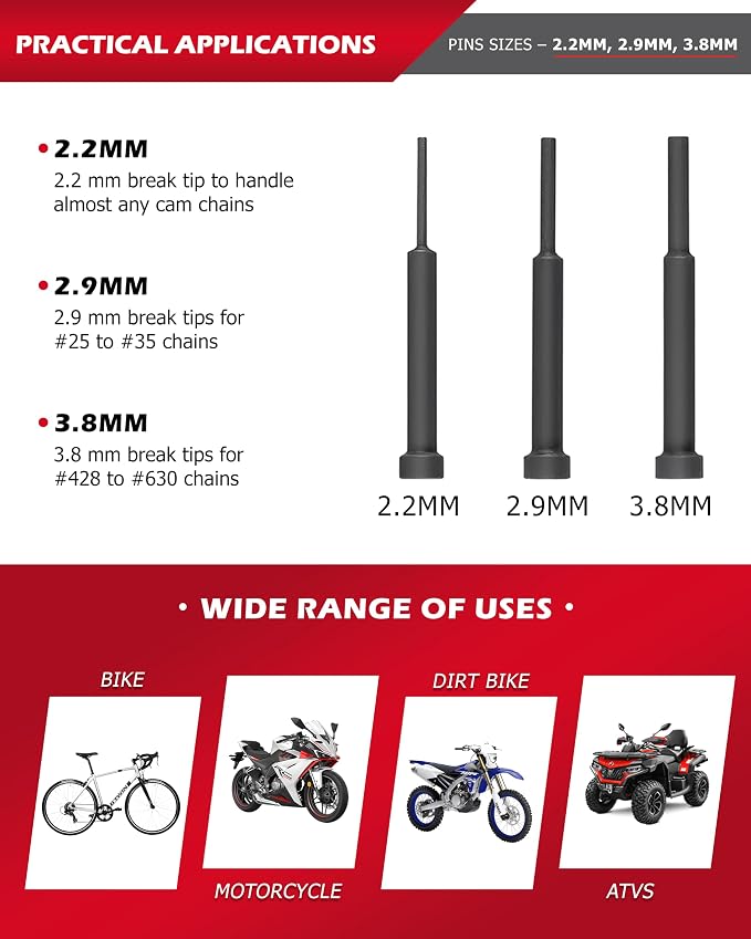 DAYUAN 13 szt. Zestaw łamaczy łańcucha motocyklowego - obrazek 2