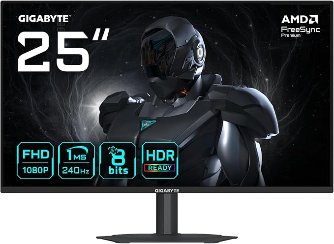 GIGABYTE G25F2A 25" monitor do gier FHD - 1920 x 1080, 240Hz, 1ms, 300 CD/m², Display HDR 10, HDMI 2.0, DisplayPort 1.4