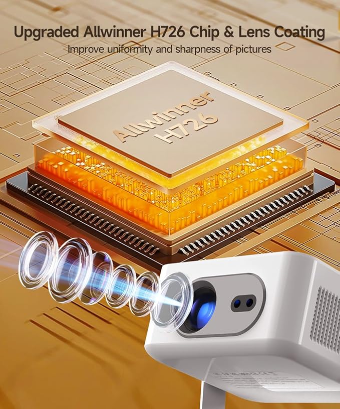 Magcubic Projektor, HY300max Mini projektor 4K i 8K z podwójnym zakresem WiFi 6 BT 5.4, 260 ANSI obsługuje autofokus i korekcję trapezu, nadaje się do projektora kina domowego | Przenośny projektor kompatybilny z automatyczną korekcją keystone 4K do kina domowego, biura i na kempingu - obrazek 3