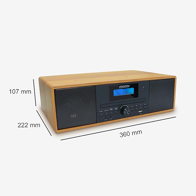 MOOOV 477380 Bezprzewodowy mikro łańcuch HiFi z efektem drewna Odtwarzacz CD Radio FM z pilotem - obrazek 7