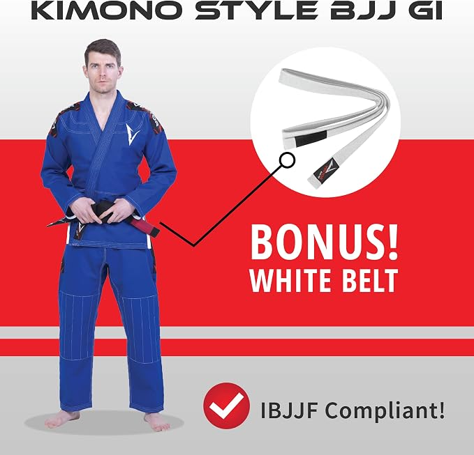 Vector brazylijski Jiu Jitsu BJJ Gi kimono z darmowym biaナZm paskiem - obrazek 3