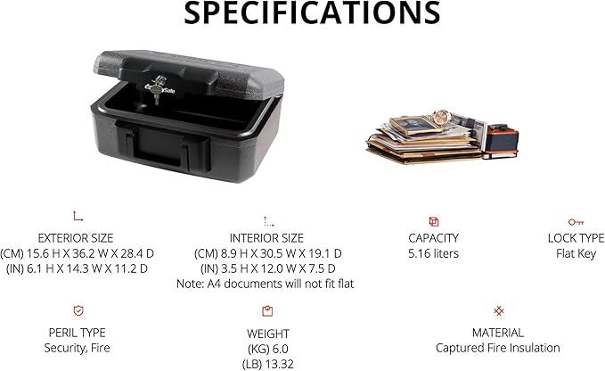 Sentry Safe 1210 przenośny sejf ognioodporny z zamkiem na klucze - obrazek 5