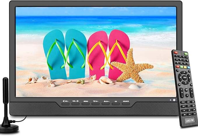 Portable digital TV, 14.0" rechargeable LCD DVB-T2 portable TV with freeview, USB port, headphone jack, remote control, AV input, HDMI