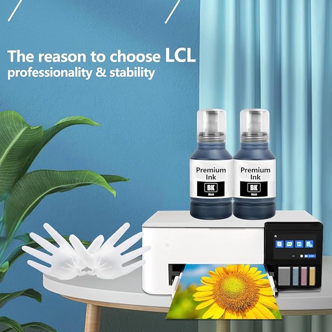 LCL Wysokowydajny Zestaw Butelek z Tuszem Kompatybilny z 104, Zgodny z Epson EcoTank ET‑1810, ET‑2710, ET‑2711, ET‑2712, ET‑2714, ET‑2715, ET‑2720, ET‑2721, ET‑2726, ET‑2810 (2‑Pack) - obrazek 5