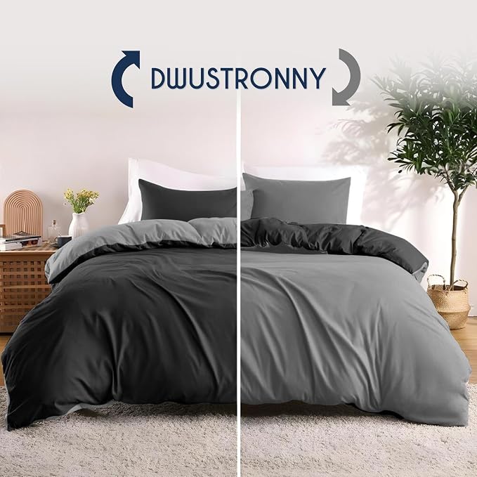 Dreamzie 200x200+2x65x65 Czarny i Ciemnoszary mikrofibra - obrazek 5