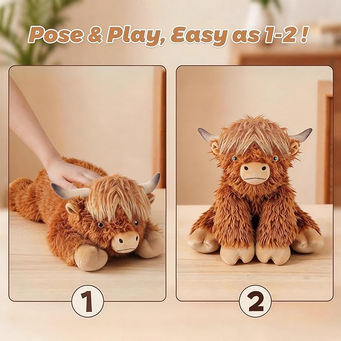 61 cm i 2 kg Highland Cow Ważone Pluszowe Zwierzę - obrazek 3