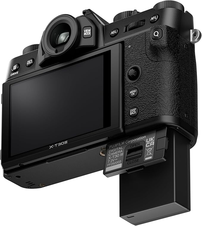 Fujifilm X-T30 III bezlusterkowy aparat cyfrowy 26 MP, tylko korpus, czujnik APS-C X-Trans CMOS 4, filmy 6,2K 30p, wizjer EVF, obrotowy wyświetlacz LCD 3", czarny - obrazek 6