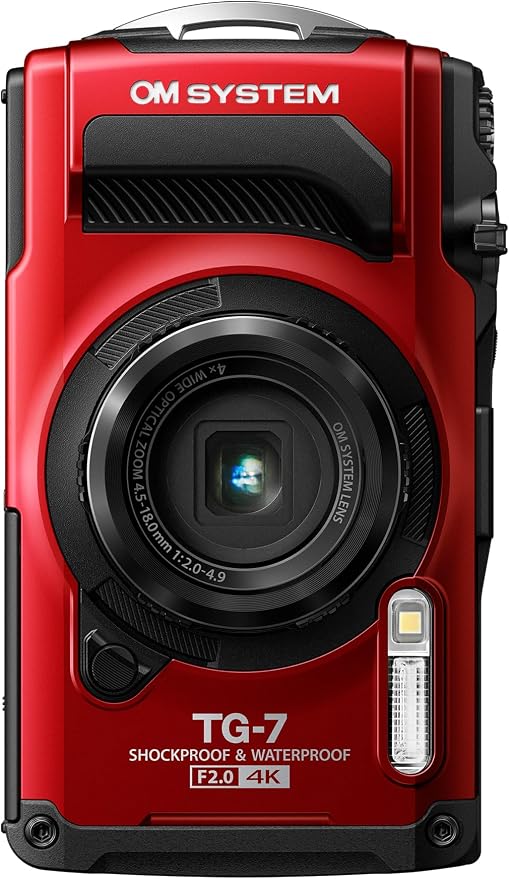 OM SYSTEM Tough TG-7 Czerwony Aparat Cyfrowy 12 MP 4K Wodoodporny Kompakt | Wstrząsoodporny aparat podwodny, zoom 4x, system makro, Wi-Fi. Wytrzymały następca Olympus TG-6 do ekstremalnych przygód. - obrazek 3