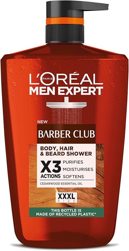 L'Oréal Paris Men Expert Barber Club 5w1 żel pod prysznic, do mycia ciała, włosów i brody, 1L