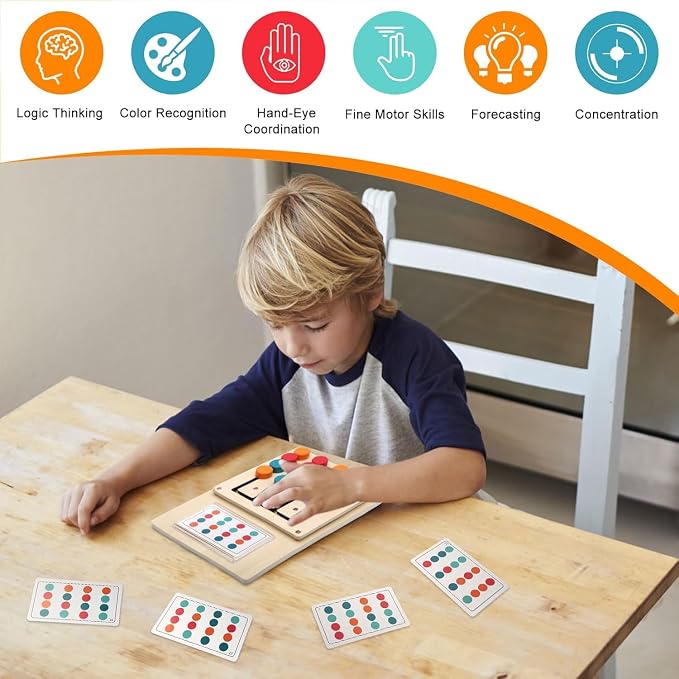 Puzzle z drewna dla dzieci w wieku powyżej 3 lat Montessori Kolorowe - obrazek 3