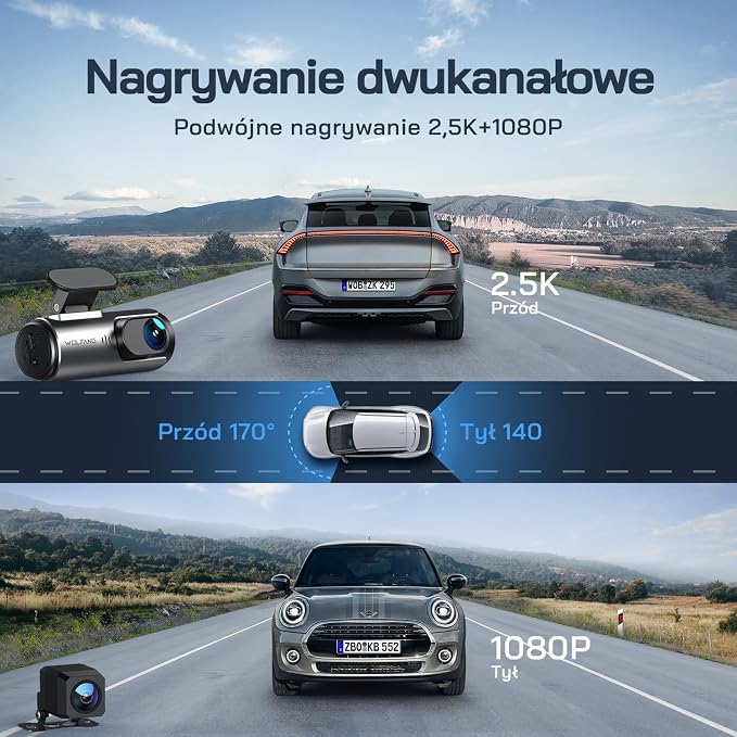 Kamera samochodowa WOLFANG 4K przednia i tylna kamera samochodowa - obrazek 3