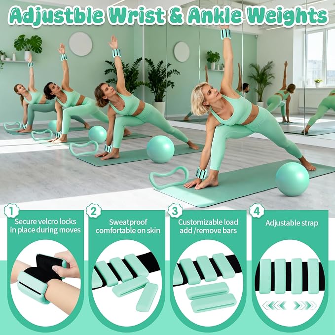 Zestaw Pilates 19PCS Mint Green Home Pilates Zestaw do treningu - obrazek 3