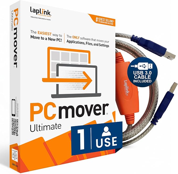 Laplink Software PCmover Ultimate 11 – 1 zastosowanie z kablem SuperSpeed USB 3.0