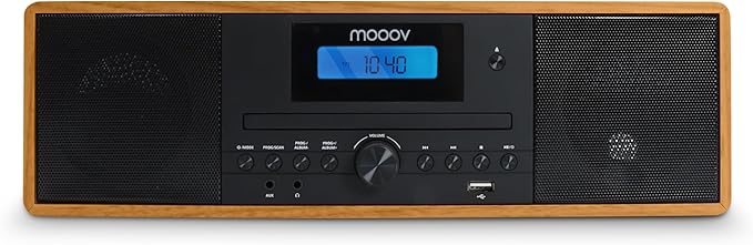 MOOOV 477380 Bezprzewodowy mikro łańcuch HiFi z efektem drewna Odtwarzacz CD Radio FM z pilotem - obrazek 2