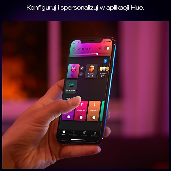 Inteligentny panel LED Philips Hue Devote, Białe i Kolorowe Światło (Ambiance), Okrągły 30 cm, 16.6 W, 2000 Lumenów, Biała Ramka do Wewnętrznego Oświetlenia Domu, Sufitu, Salonu, Kuchni, Przedpokoju. - obrazek 6