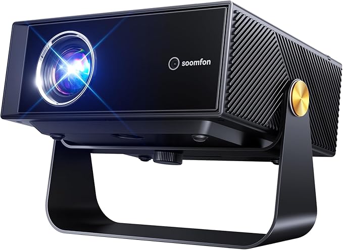 SOOMFON SK3 Projektor z WiFi i Bluetooth 1080P Natywny przenośny projektor filmowy do użytku na zewnątrz z podstawką Automatyczne ustawianie ostrości i korekcja zniekształceń kompatybilny z Netflix