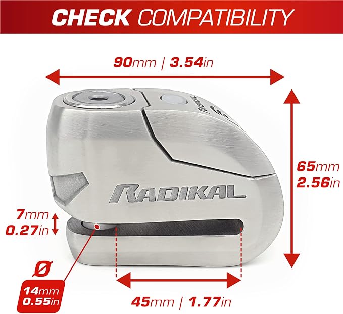 Radikal RK14S Blokada Tarczy Hamulcowej + Alarm do motocyklowej 120 - obrazek 7