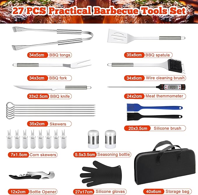 27Pcs Zestaw do Grilla ze Stali Nierdzewnej - obrazek 2
