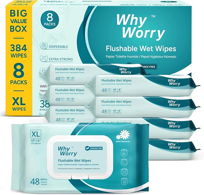 WhyWorry Wilgotny Papier Toaletowy Spłukiwalny