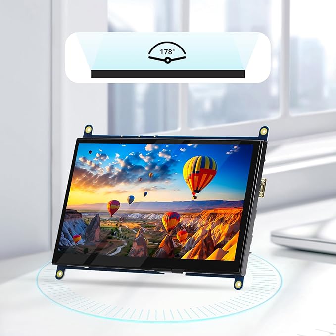 Mini 7-calowy monitor HDMI, przenośny monitor IPS, wyświetlacz LCD 1024 × 600, kąt widzenia 178 °, mały mini wyświetlacz dla Raspberry Pi 5, Pi 4, laptopa - obrazek 3
