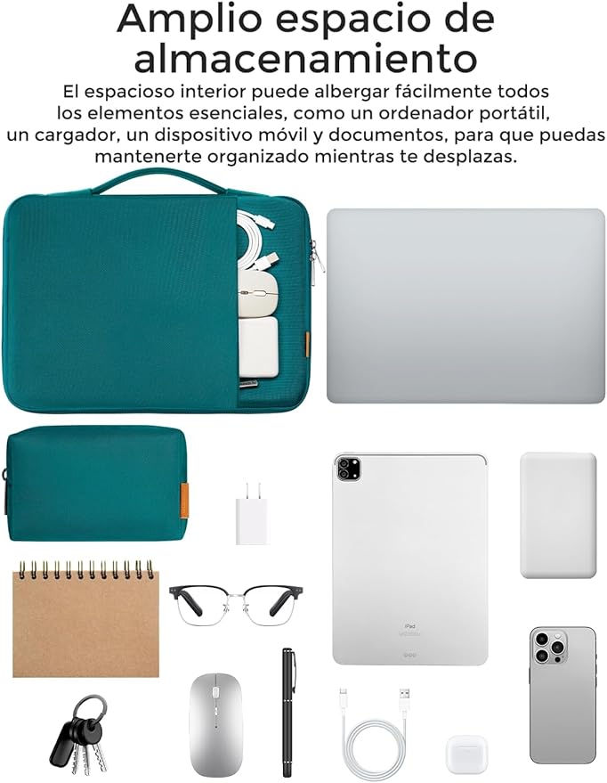 DOMISO Torba na laptopa 17", odporno na uderzenia, wodoszczelna, do HP Pavilion 17 Envy, Dell Inspiron, Lenovo IdeaPad, LG Gram, Acer, MSI, ASUS, turkusowa - obrazek 4