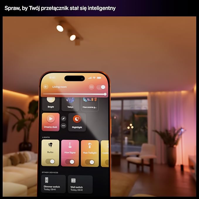 Philips Hue Przewodowy Przełącznik Ścienny, 2 szt., Dostęp do Świateł Hue, Konfigurowalne Sterowanie, Bez Baterii, Niezawodne Połączenie, Aplikacja, Kontrola Głosowa, Apple Home, Google Home, Alexa - obrazek 5