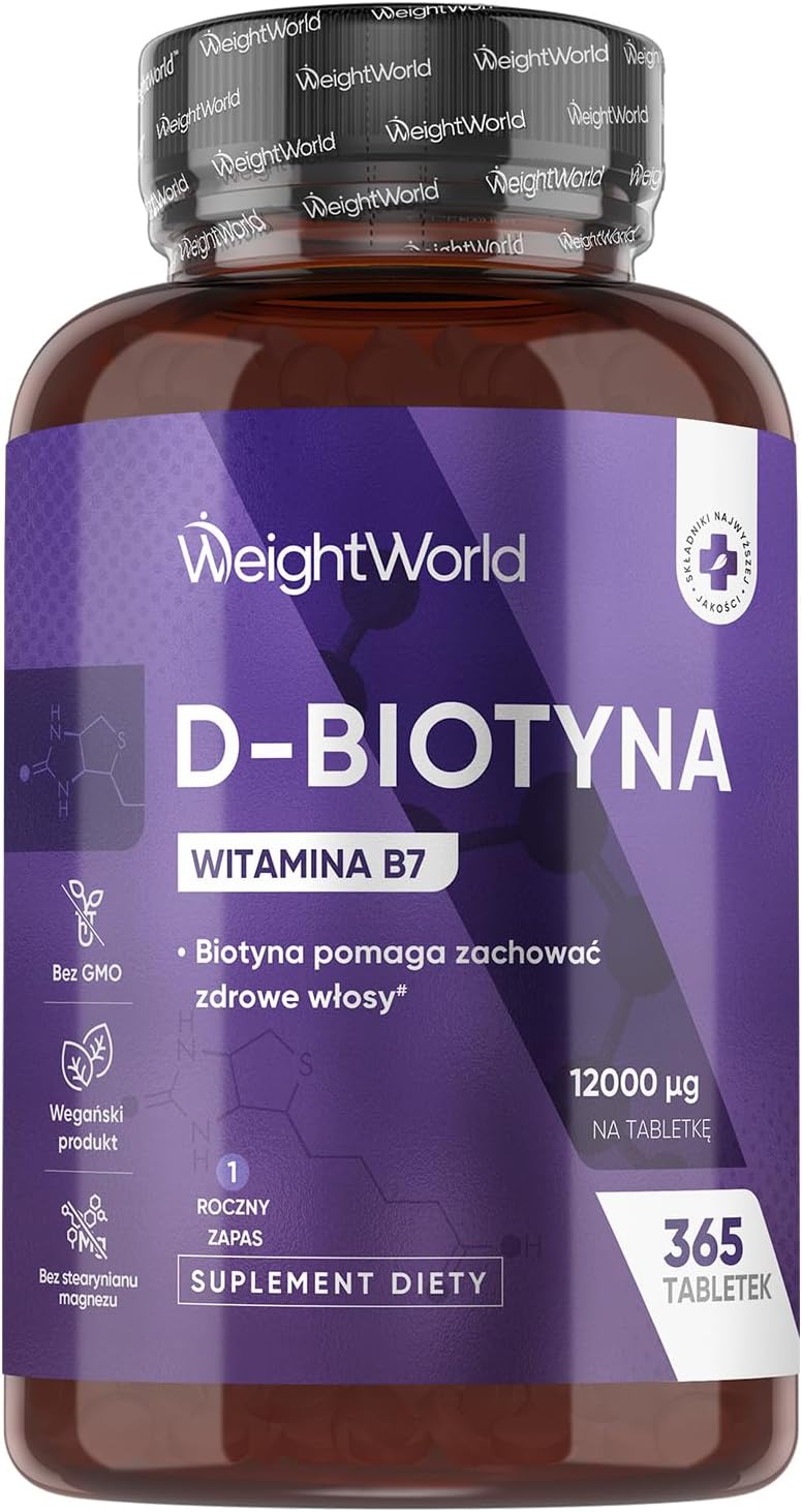 Biotyna 12 000 mcg 365 tabletek suplementu witaminy B7 dla kobiet - obrazek 2