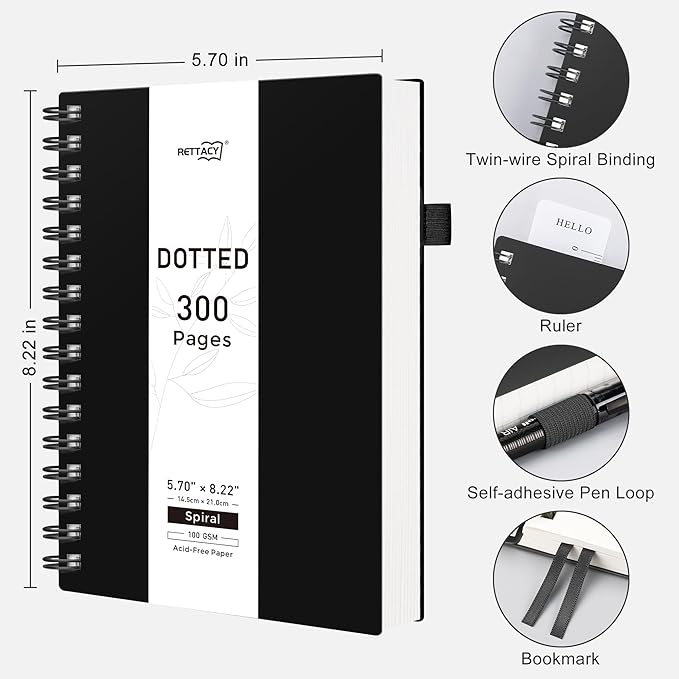 RETTACY Notatnik A5 w kropki Bullet Dot Journal - obrazek 4