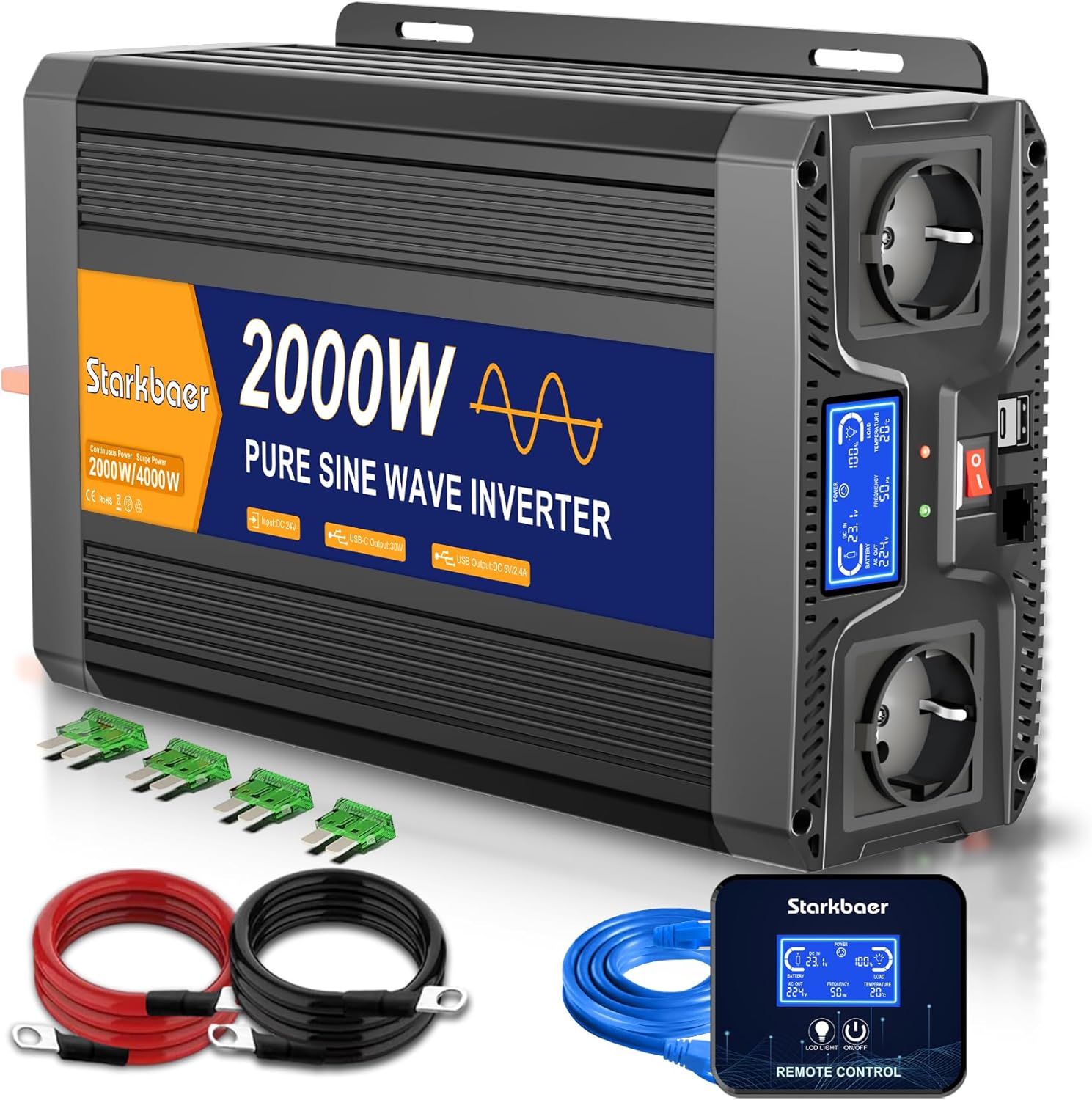 2000W 4000W falownik 24V 220V Pure Wave Transformator 220v do 24v - obrazek 2