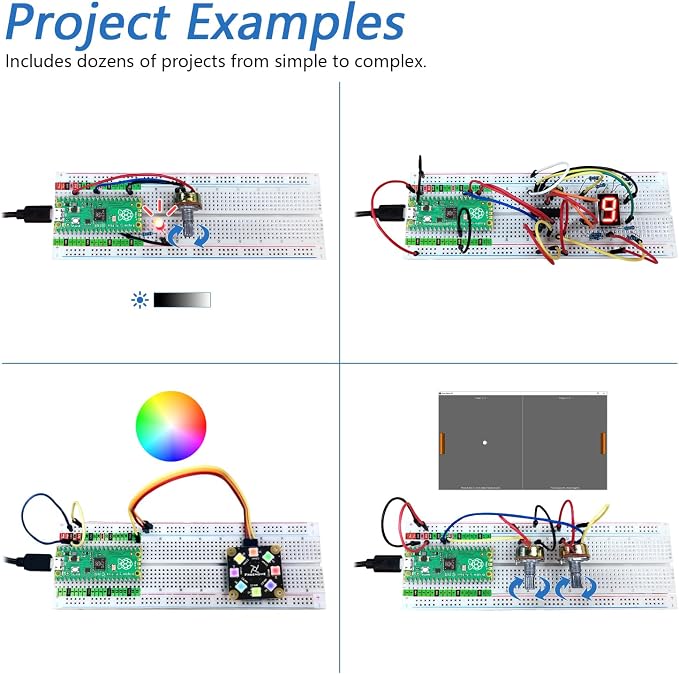 Freenove Super Starter Kit for Raspberry Pi Pico (Included), Dual-core Arm Cortex-M0+ Microcontroller, 588-Page Detailed Tutorial, 177 Items, 94 Projects, Python C Java Code - obrazek 5