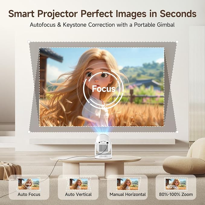 【Autofocus 】Magcubic Mini 4K Projector HY320pro, Native 1080p, 400 ANSI Lumens, 10,000:1 Contrast Ratio, Automatic Keystone Correction, Wi-Fi 6 & Bluetooth 5.4, 4K Home Theater Projector - obrazek 3