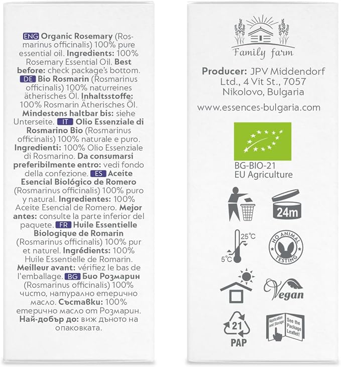 Essences Bułgaria Organiczny Olejek Eteryczny z Rozmarynu 10 ml - obrazek 5
