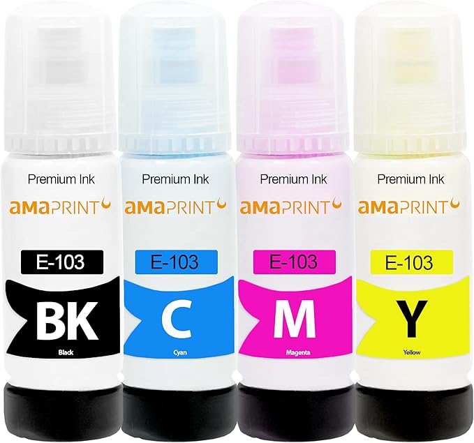 Amaprint Tusz kompatybilne z Epson 103 do EcoTank L1210 L1250 L3110 L3111 L3116 L3150 L3151 L3250 (4 Butelki z atramentem z 4x70ml) - obrazek 3