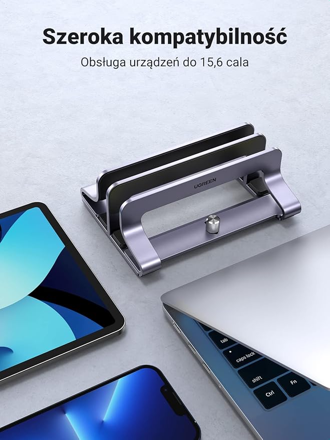 UGREEN Double Vertical Laptop Stand Aluminium Vertical MacBook Stand Space Saving Holder dla MacBook Pro/Air, iPad, Huawei, Surface, Dell, HP, Lenovo i innych. - obrazek 7
