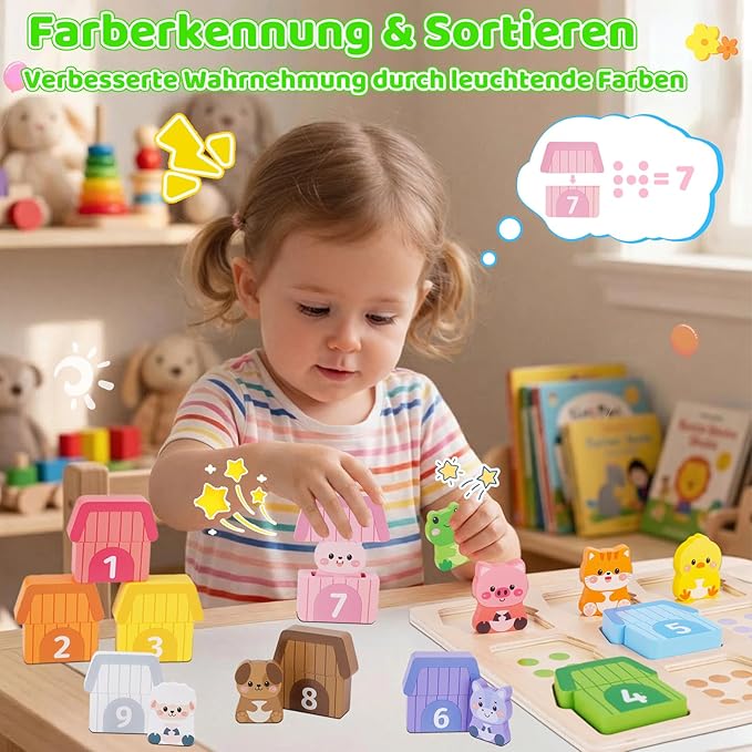 KMTJT Montessori drewniana zabawka dla dzieci od 1 roku - obrazek 5