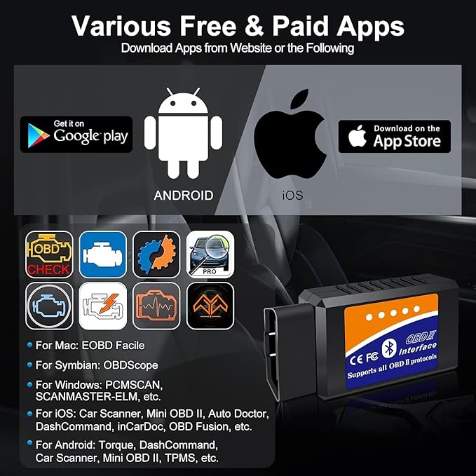 Skaner OBD2 Bluetooth Czytnik Kodów Reset dla iOS iPhone Android - obrazek 3